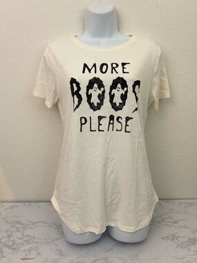 Maurices Women's More Boos Please Booze Halloween Shirt Sz S White NWT